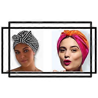 Satin Bonnet and Waterproof Shower Cap Set for Women, Adjustable Reusable AntiFrizz Hair Protection, Pink