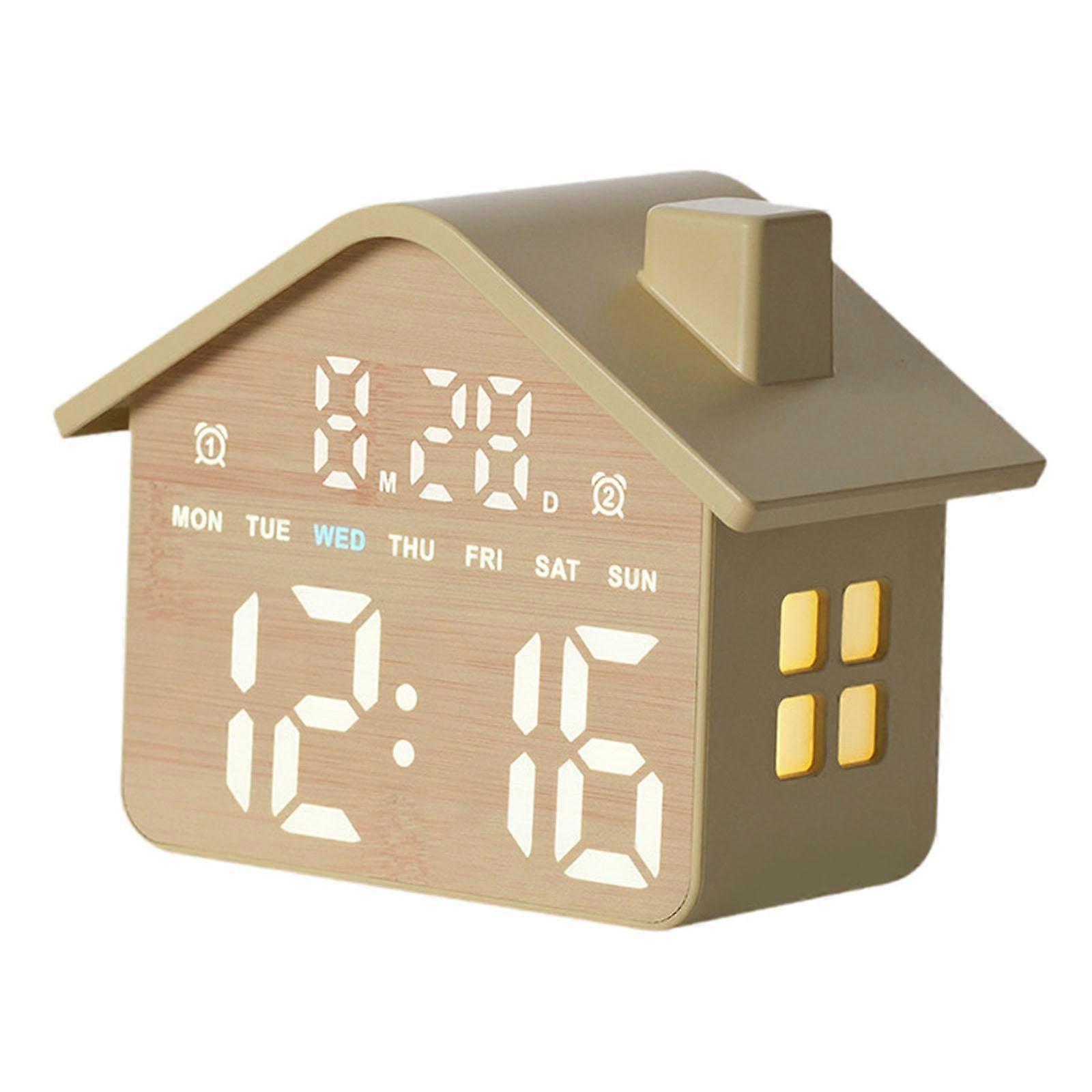 Desk Clock, House Shape Digital Alarm Clock for Office Kitchen
