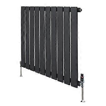 Flat Single Column Radiator 600mm x 700mm & TRV Chrome Valves Modern Designer Single Panel Central