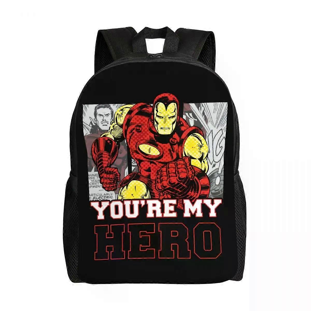 LA401 Iron Man Hero Dad Laptop Backpack Women Men Casual Bookbag for School College Student Bags