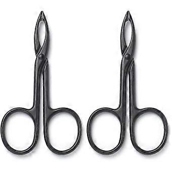 Conjunto de 2 pinças para sobrancelhas com tesoura reta - Removedor de pelos faciais e ferramenta para cuidados com as sobrancelhas (Preto) WG