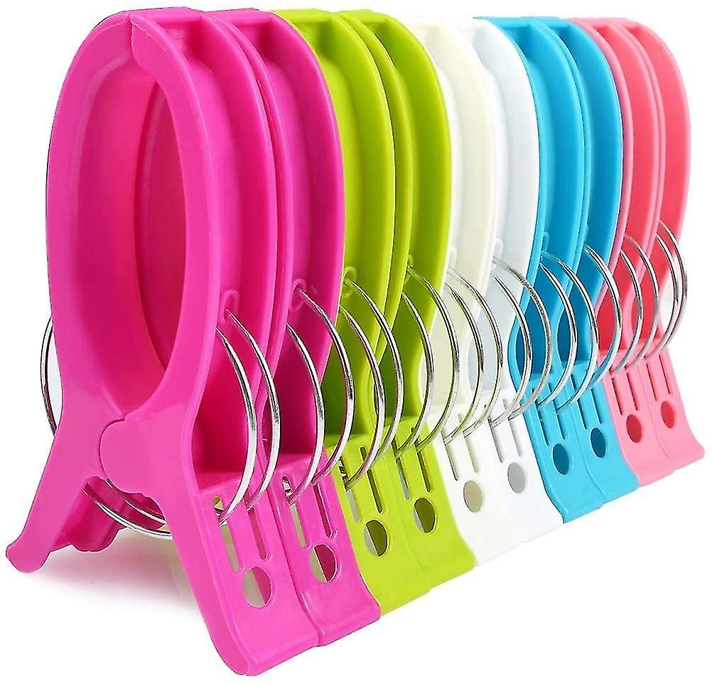 10 Pcs Large Beach Towel Clips For Sun Lounger Big Clothespins Chunky Pins Random Color