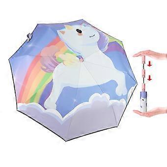 Kids Folding Umbrella Automatic Compact Travel Umbrella for Rain and Sun UV Protection for Girls and