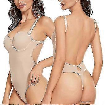 Body modellante senza schienale per donna, reggiseno push-up con perizoma e schiena bassa
