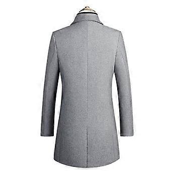 Herre Quiltet uldblanding Slim Fit Lang Varm Ærtefrakke Grå