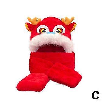 Chinese Hat Lion Dance Hat Ladies with Ear Flaps New Year Festival Plush Hat