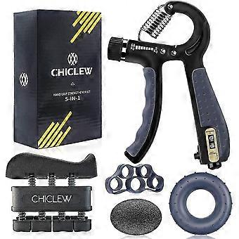 Handkraftset - Unterarmkrafttraining - Handgreifer 5-60 kg - Fingertrainer - Fingerstrecker - Übungsring - Stressabbau