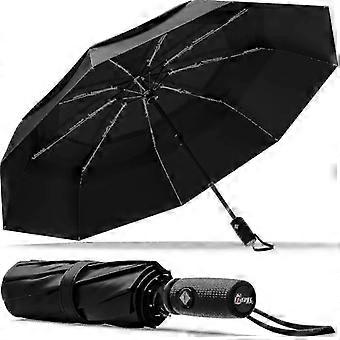 Portable Windproof Automatic Folding Umbrella, Compact Travel Size, Lightweight 42-Inch Double Canopy