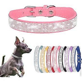 Small Dog Collar, Bling Rhinestone Diamond Fancy Crystal Glitter Pretty Jewel Pet Puppy Collars for XXS XS Small Medium Large Breed Girl Female Dogs C