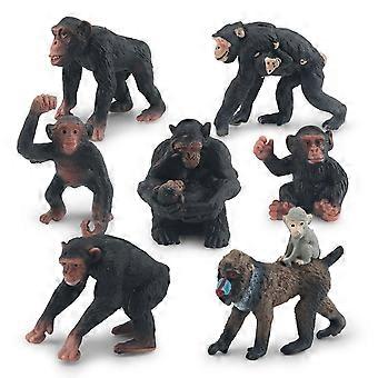 7Pcs Gorilla and Baboon Figurine Set  Realistic PVC Animal Figures Including Chimpanzee, Mandrill, and Baboons  Perfect for Display, Educational Plays