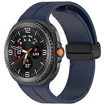 For Samsung Galaxy Watch 8 / 8 Classic Silicone Strap with Magnetic Folding Clasp Dark Blue