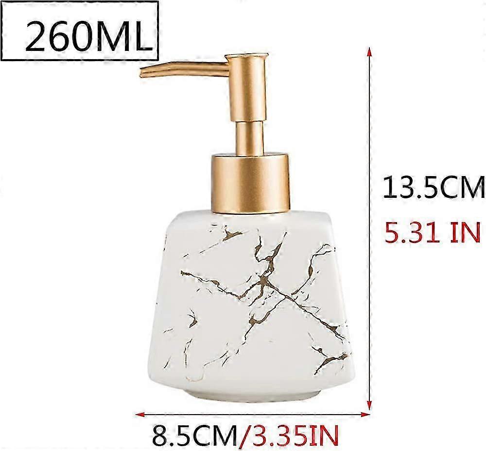 Ceramic Liquid Soap Pump,Marble Texture 260ML,BathroomWhite