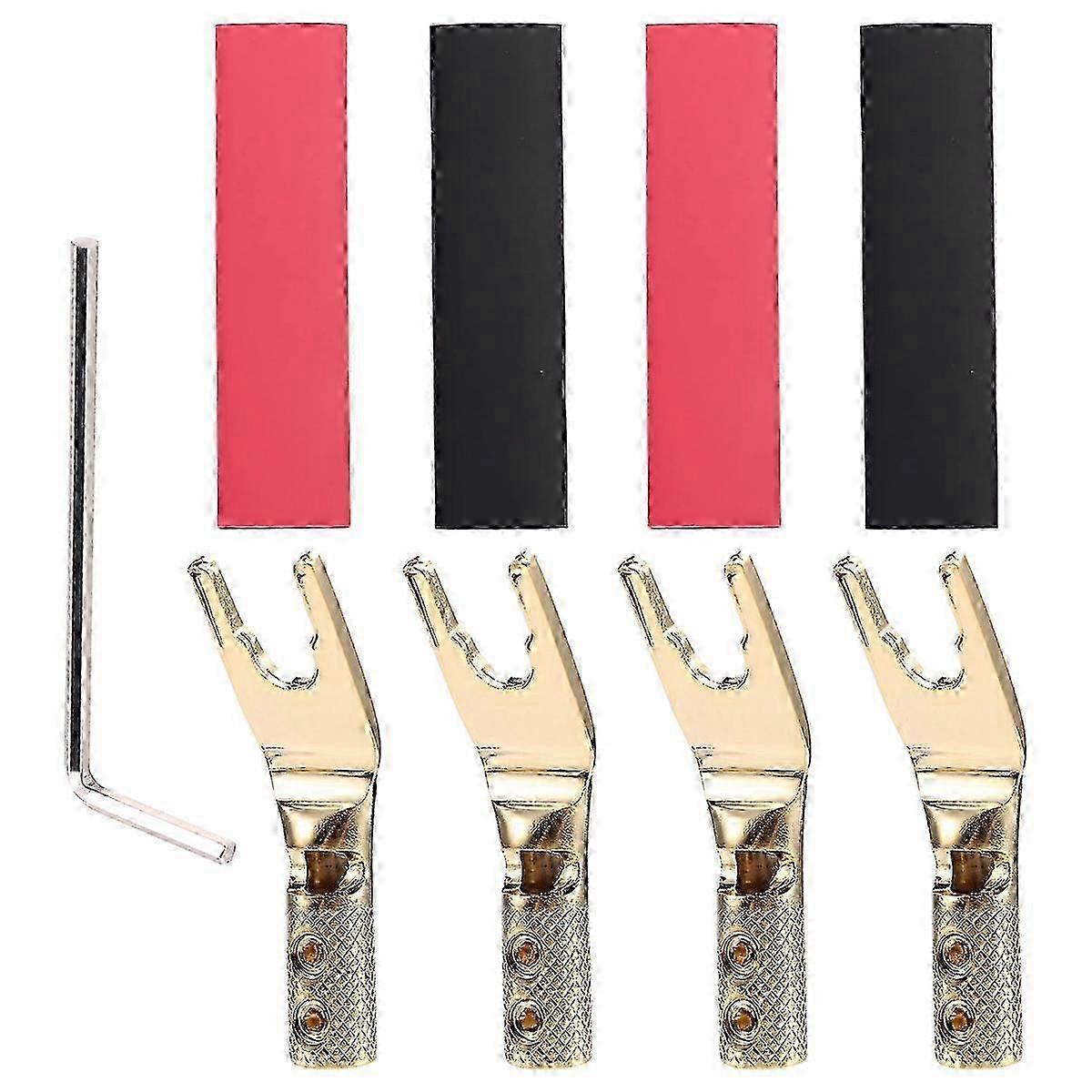 4PCS Pure Copper Y Spade Connector Plug,Fork Plug,Loudspeaker Cable Plug