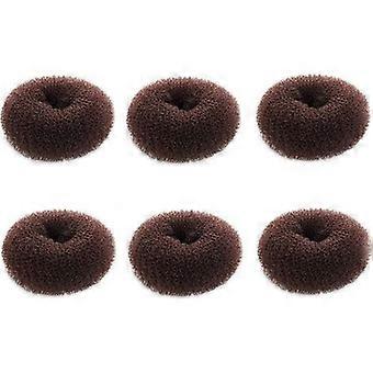 Hair Bun Maker - 6 cm Donut Bun Form - For Short Thin Hair Kids Girls - Dark Brown - Pack of 6