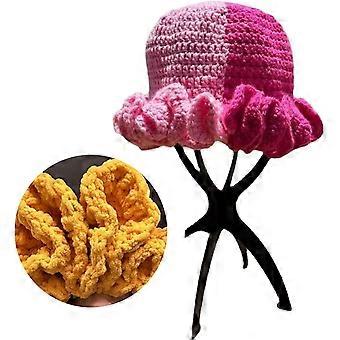 Handgemaakte gehaakte bucket hat met gegolfde rand, zachte polyester hoed voor dames en tieners, geschikt voor buitengebruik in de winter.