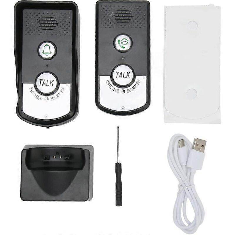 Wireless intercom, IP54 waterproof two-way wireless intercom system, 1000-meter long-range wireless doorbell, intercom system, black.