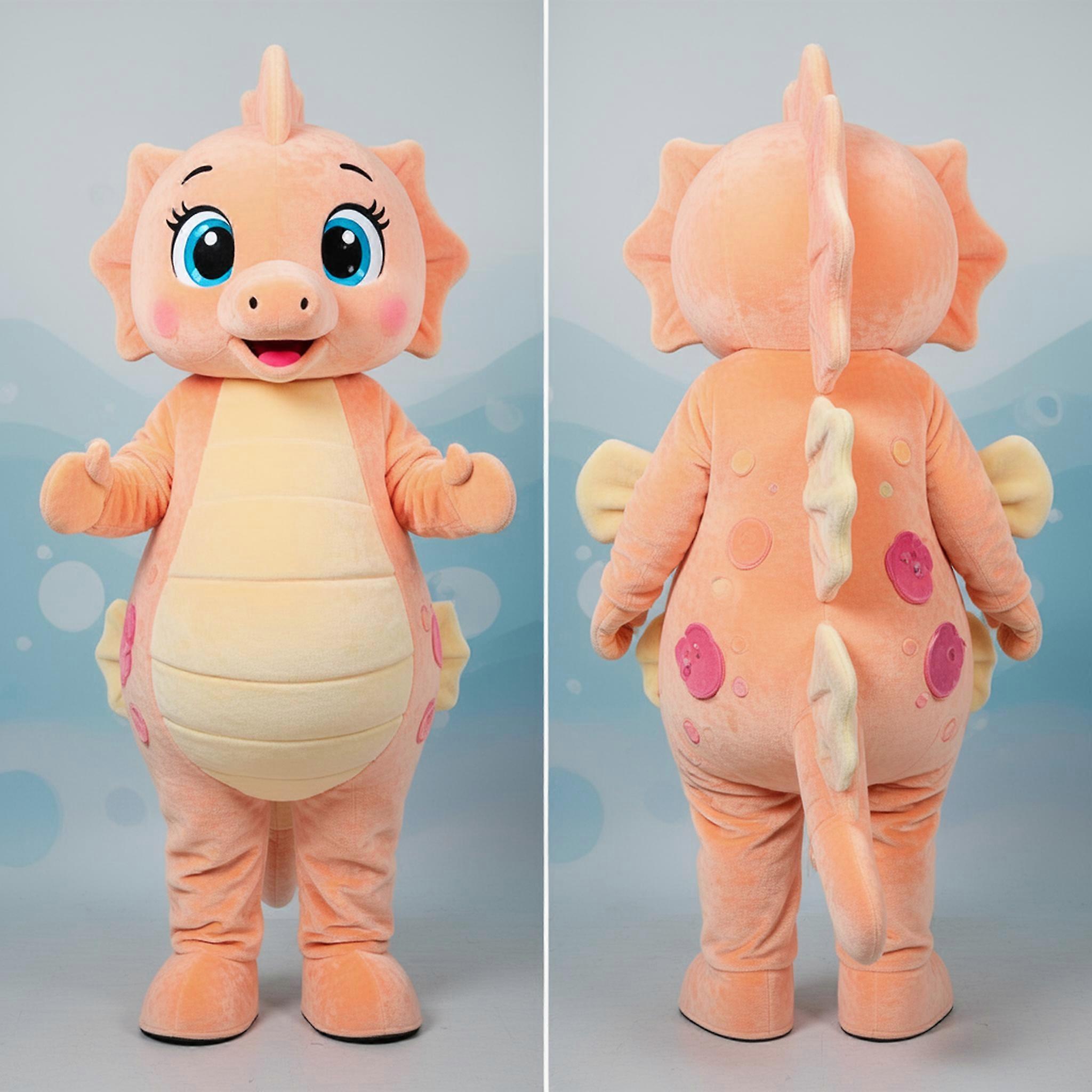 MASTICOT Peach Rounded Seahorse Mascot