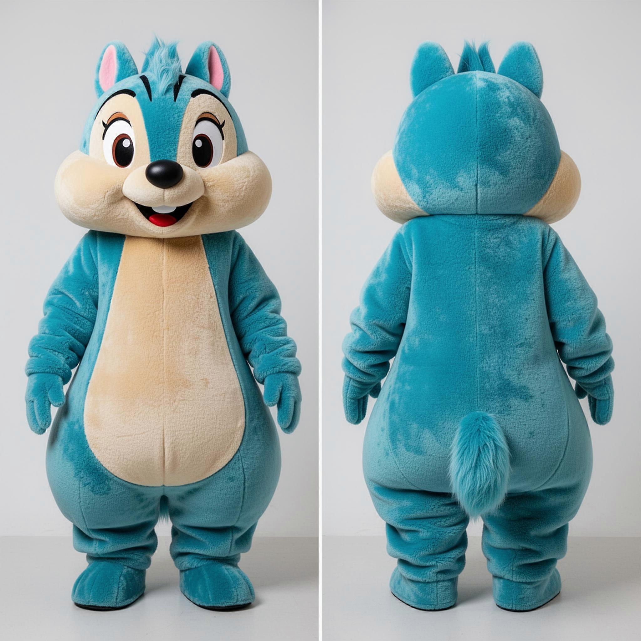MASTICOT Cyan Fluffy Chipmunk Mascot