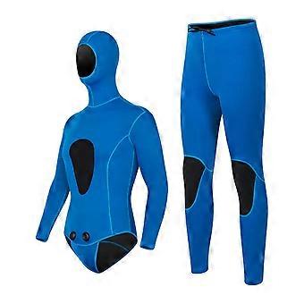 Men s 2 Piece Wetsuit Set 3mm Thermal Neoprene Spearfishing Diving Suit for Swimming Water Sports Blue (Top + Pants)