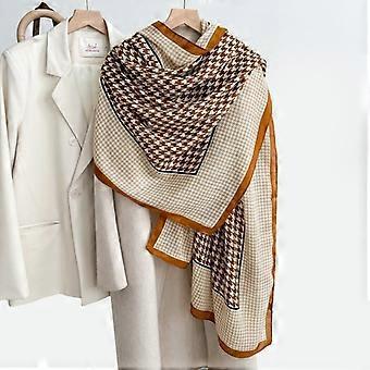 Elegant Houndstooth Pattern Lightweight Warm Long Neck Scarf For Women