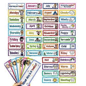 Educational Flashcards 40-Pack, Weather Seasons Months Weeks, for Kindergarten Homeschooling and Classroom Decor