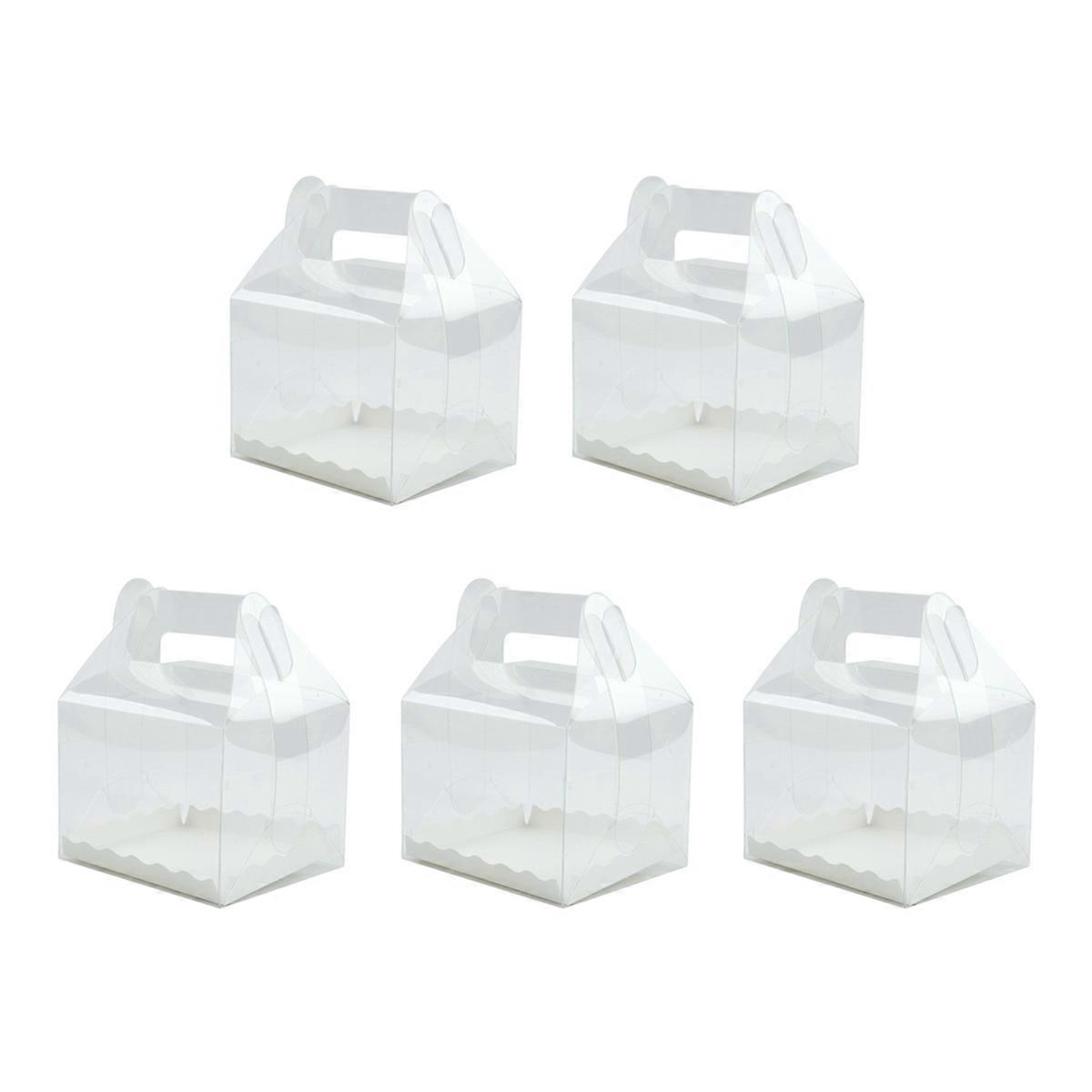 Clear Cake Boxes Handheld Transparent Cake Boxes with Handle 5Pcs Packaging