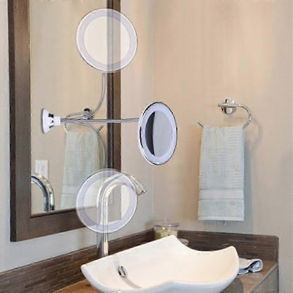 LED Lighted 10x Gooseneck Vanity Mirror