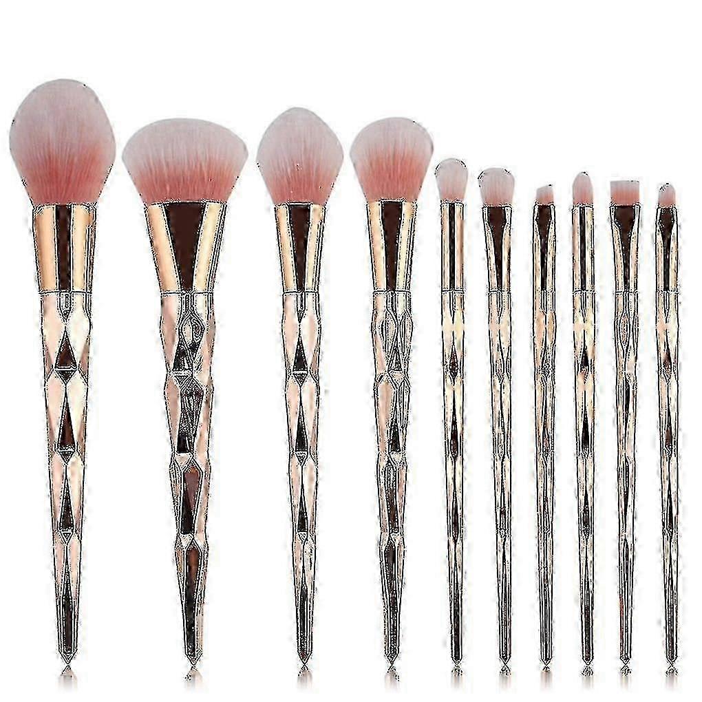 Professional Makeup Brush Set 10 Pack Foundation Diamond Brushes