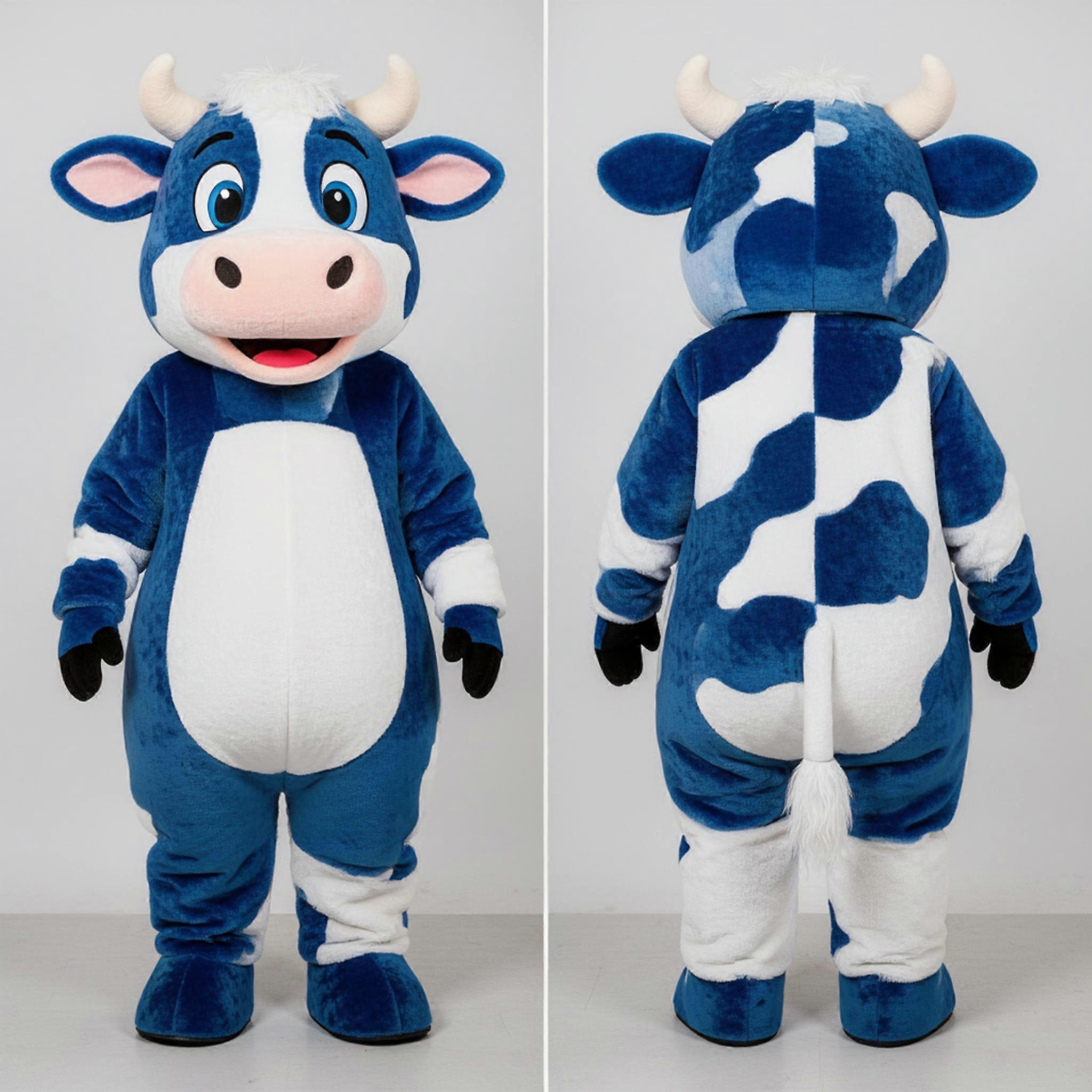 MASTICOT Blue White Hereford Cow Mascot