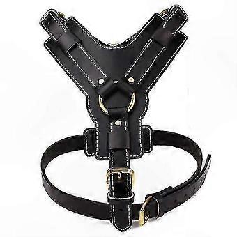 Hlraizz   Leather dog harness with handle for dog sports, Size L (64-86cm chest)