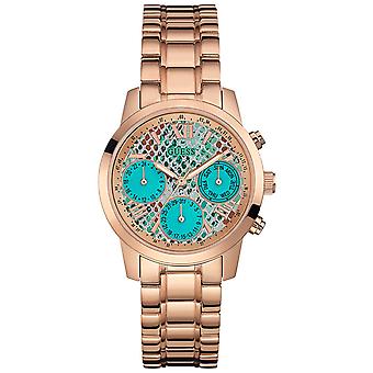 Guess mini sunrise Watch for Women Analog Quartz with Stainless Steel Bracelet Gold Plated W0448L8