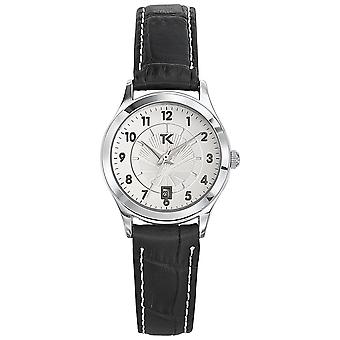 Trendige Kiss-Cetine Quarz Analog E-Uhr mit Rindsleder Armband TC10057-03