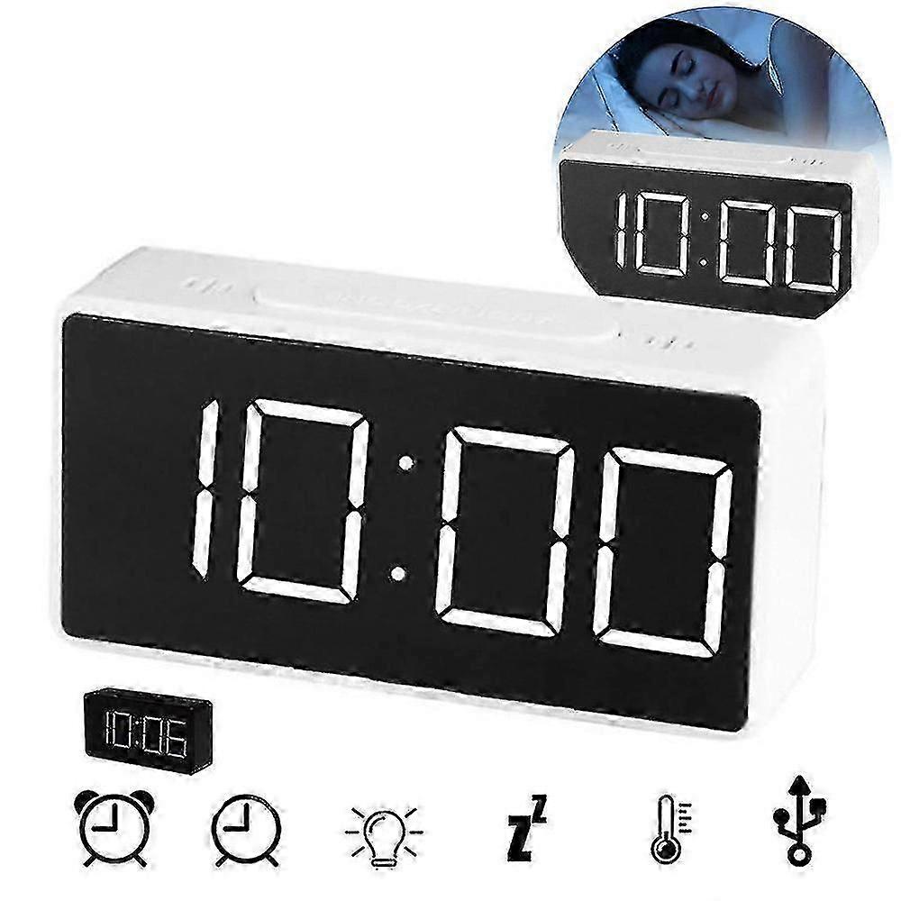 Digital LED Large Display Alarm Clock Mirror Electronic Alarm Time