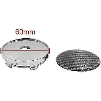 5 stks Hub Cover Tire Center Wheel Dia 60mm Carbon Fiber Silver Tone