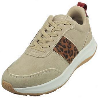 FitFlop F-mode Flow Leopard Womens Fashion Trainers in Cappuccino
