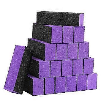20Pcs 3-Way Nail Buffer Block Set 60/60/100 Grit Sponge Core for Manicure Pedicure Natural Acrylic Nails