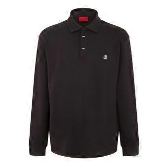 Hugo Mens Patch Collared Long-Sleeved Polo Shirt