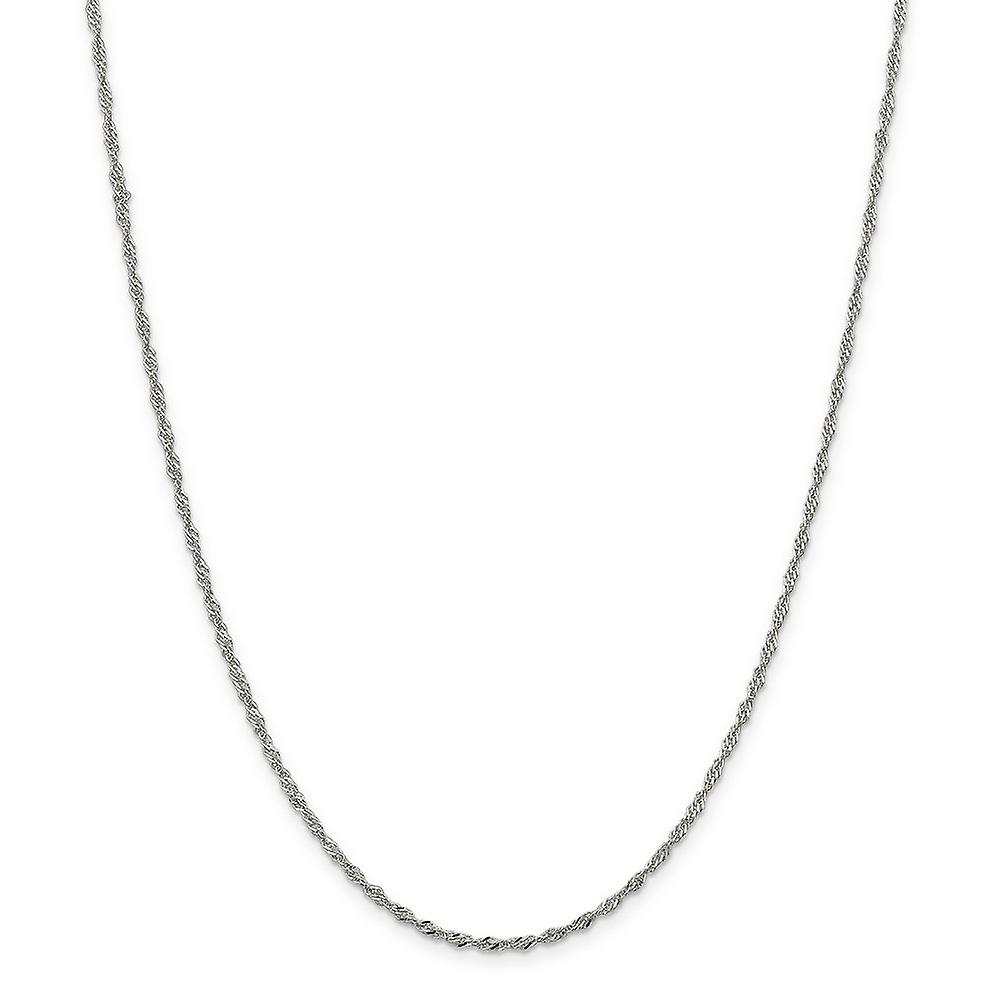 Colar em prata de lei 925 com corrente estilo Singapura de 2 mm e extensor de 10 cm (4 polegadas). Ideal para homens e mulheres. Comprimento: 45 a 56 cm (18 a 22 polegadas).