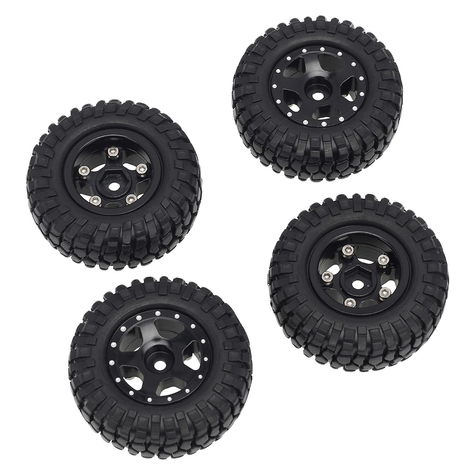 4pcs 1/24 RC Crawler Wheels Tires Fit for Axial SCX24 00002 00001  Black A