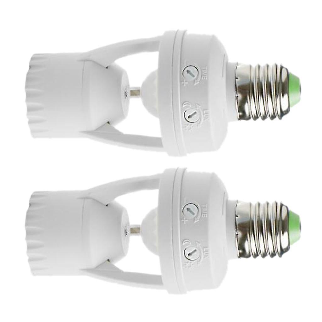 2 Piece E27 LED Lamp Bulb Light Holder Switch Infrared PIR Motion Sensor