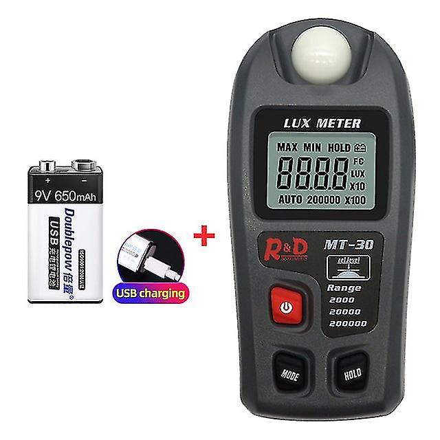 Lux Meter 0~200,000lux Ran Meter Pocket Illuminometer Lux/fc Photometer Er Envintal Te Grey