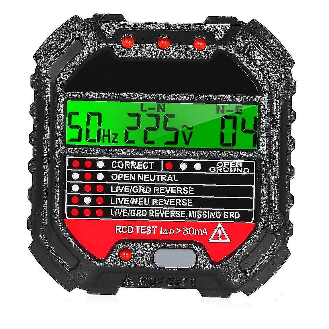 Ht107 Multifunction Plastic Rcd Socket Tester Auto Outlet Detector With Lcd Display Results Quick Test