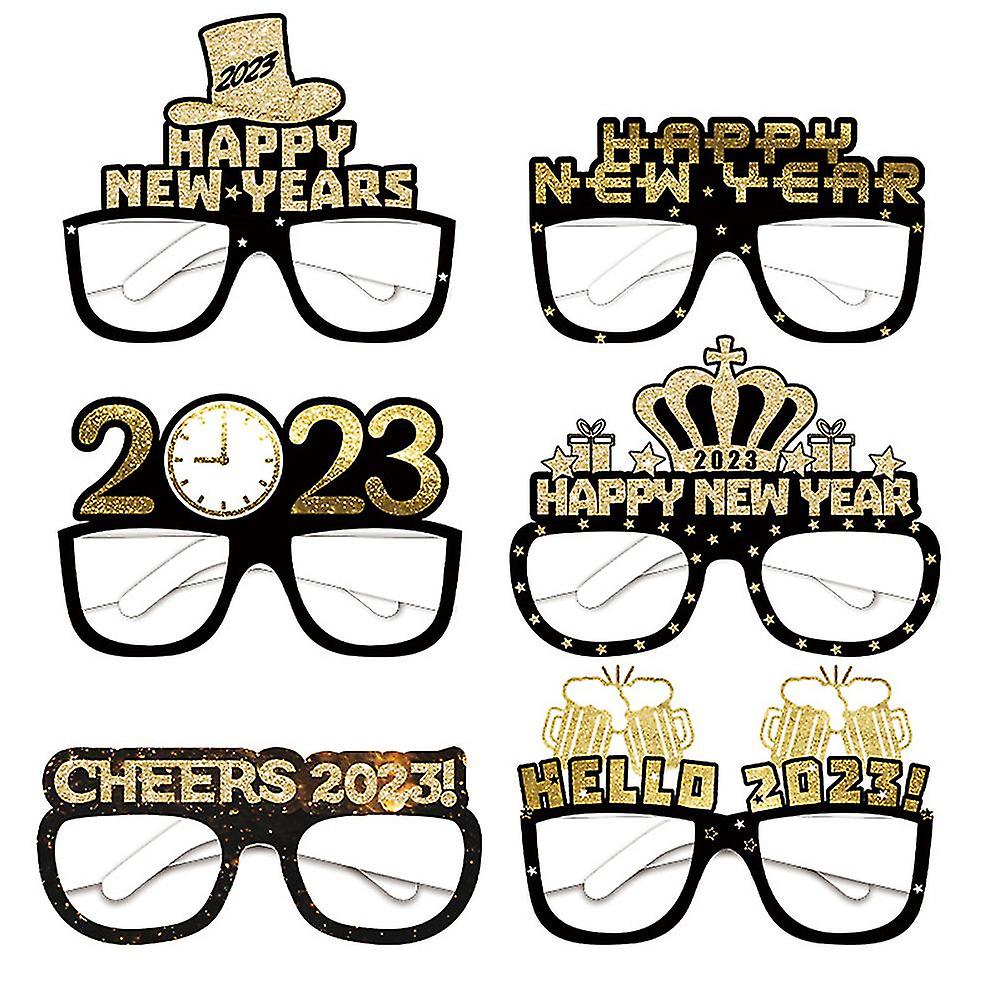 Shining Black-gold Paper Glasses New Year Paper Eyeglasses Props Xmas Party Ornament