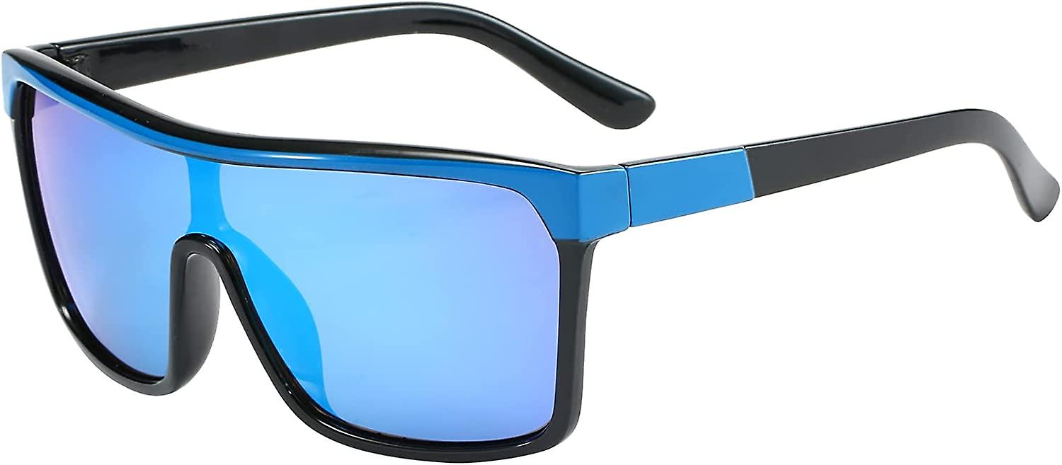 Heytea One Piece Flat Top Sunglasses Women Men Oversized Square Sunglasses Retro Fashion 70s 80s Siamese Big Large Shades