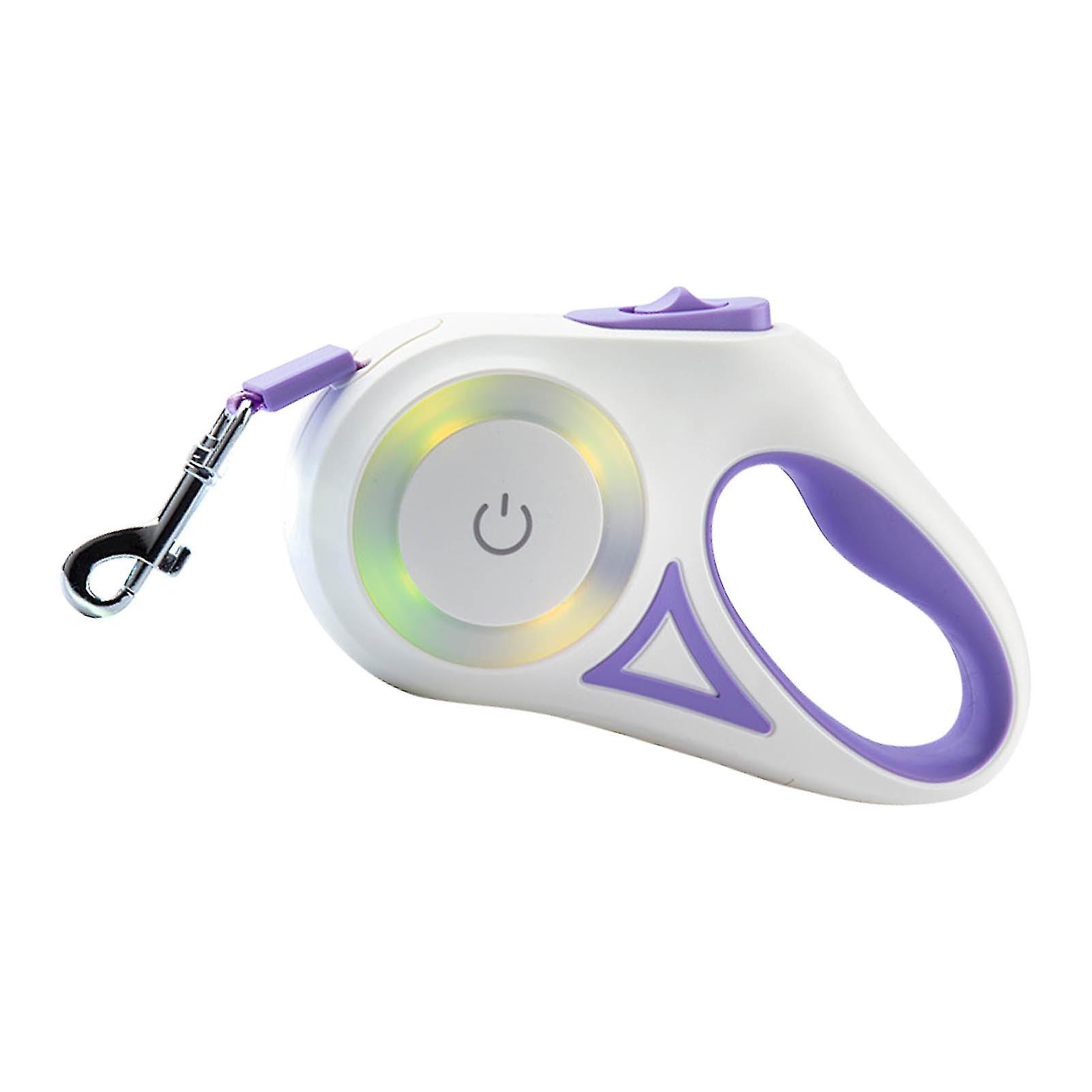 Retractable Pet Leash Ergonomic Handle Dog Walking Leash with LED Colorful Light for Puppy Beige Purple 3 Meters / 9.8ft