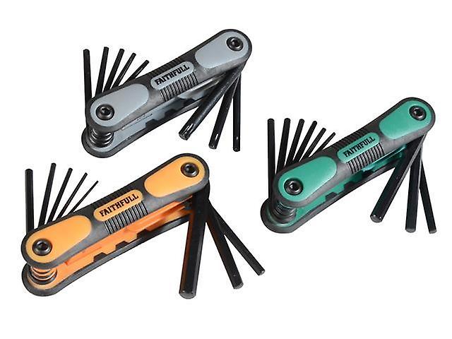 Faithfull Metric, Imperial & TORX Folding Hexagonal 3 Piece Key Set