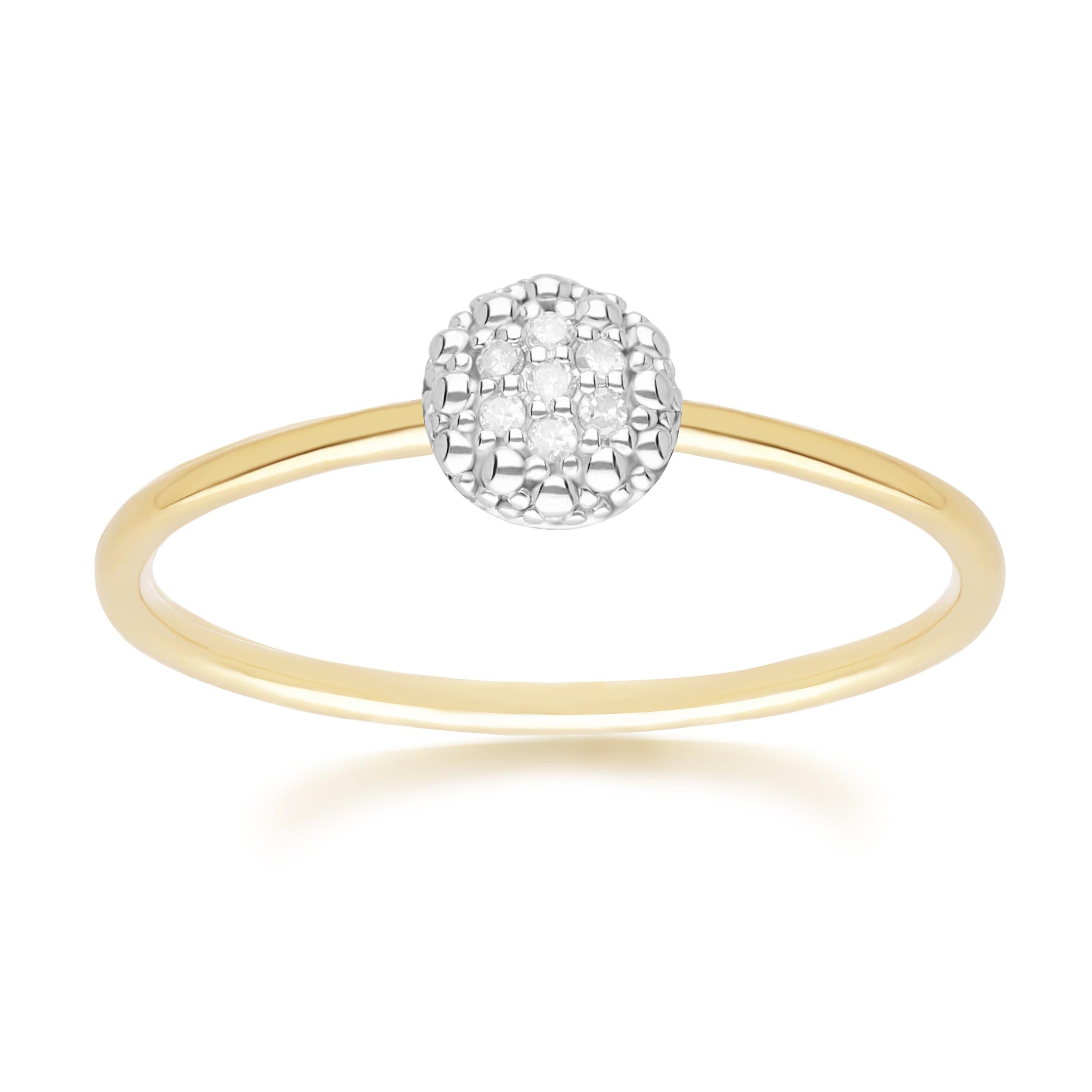 Diamond Pave Round Ring in 9ct Yellow Gold