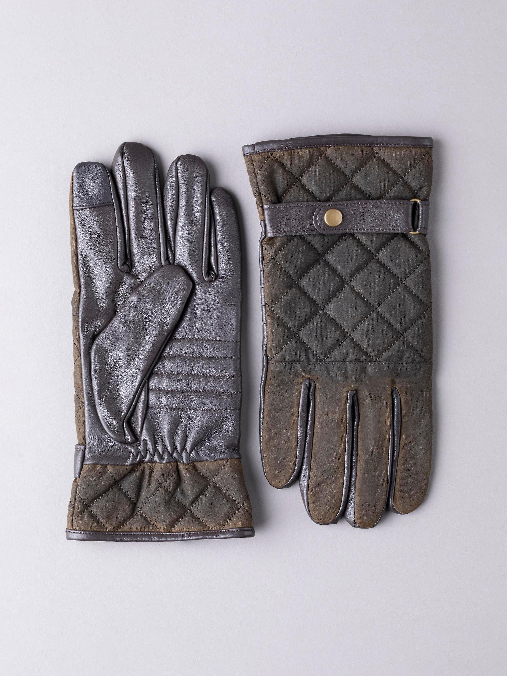 Wax Quilted Gloves in Olive
