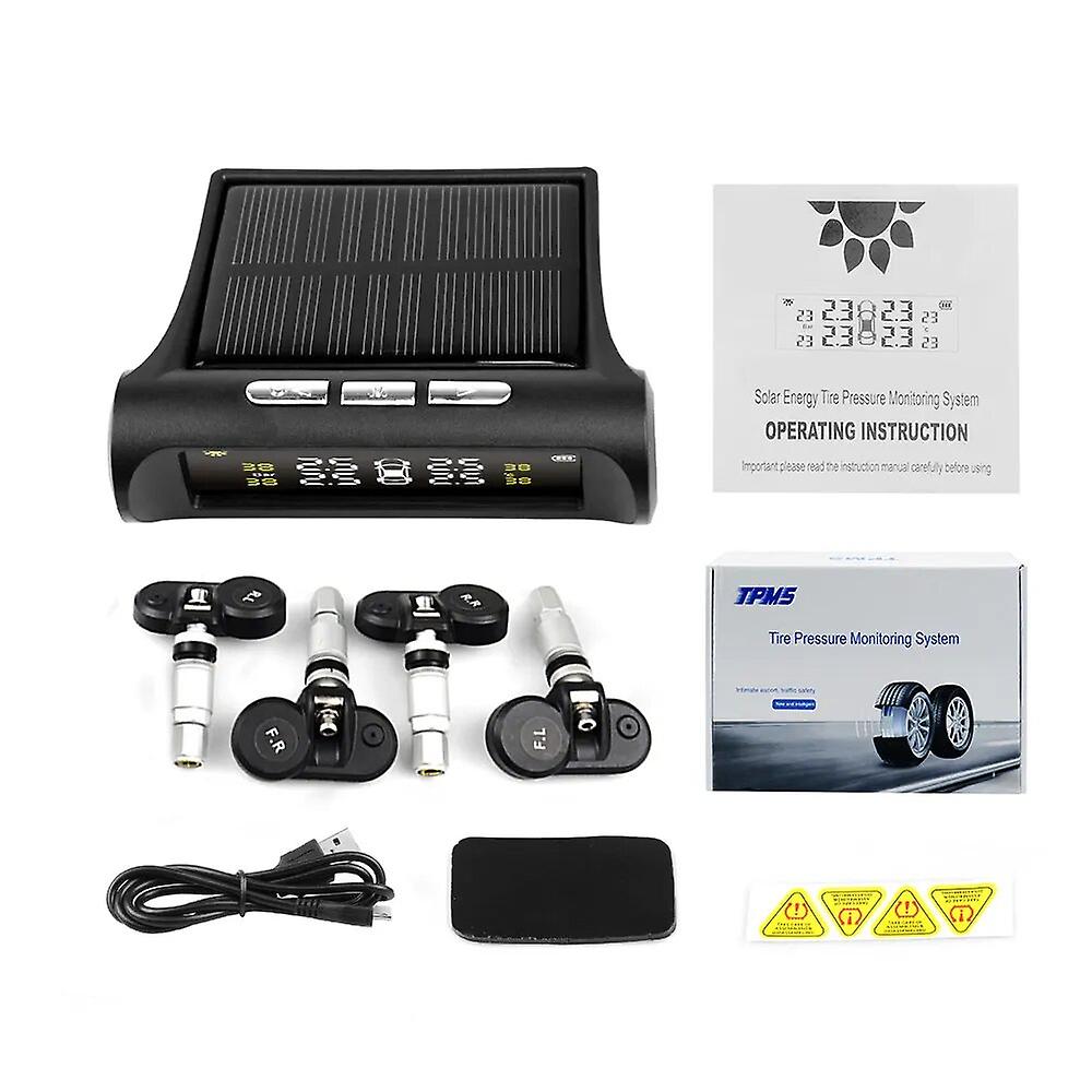 Auto Universal Tpms Car Tire Pressure Monitoring System Tpms Lcd Display With 4 Internal Sensors Usb Charger For All Cars