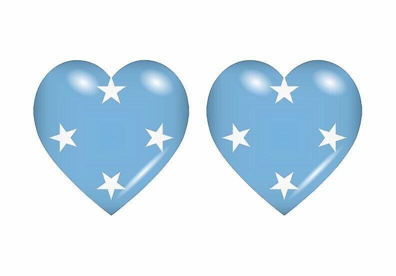2x Stick sticker flag heart FSM micronesia
